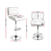 Artiss Set of 2 PU Leather Gas Lift Bar Stools - White and Chrome